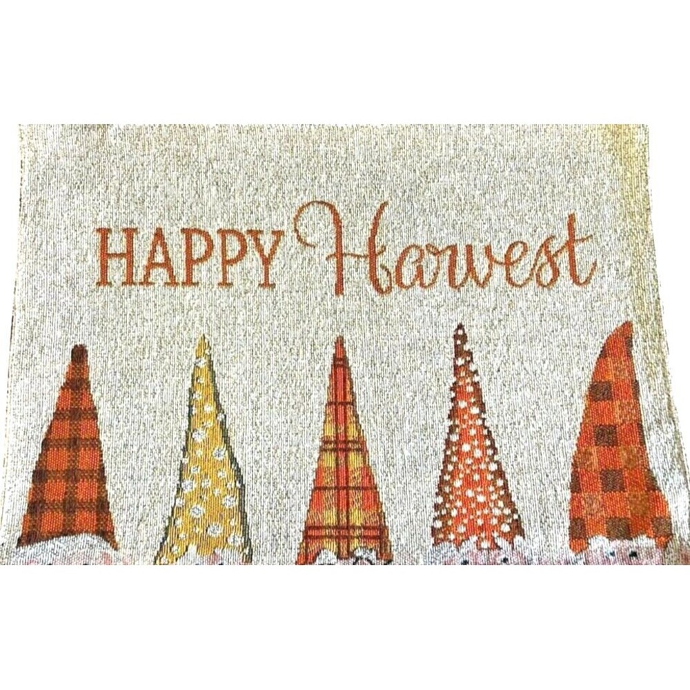 Thanksgiving Happy Harvest Gnomes Placemats Set of 4 Tapestry Fall Colors 13x18"